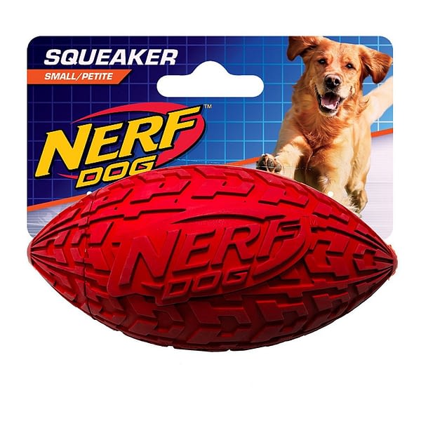 Nerf Tire Squeak Football Dog Toy Small Red