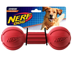 Nerf Barbell Chew Toy Red Medium